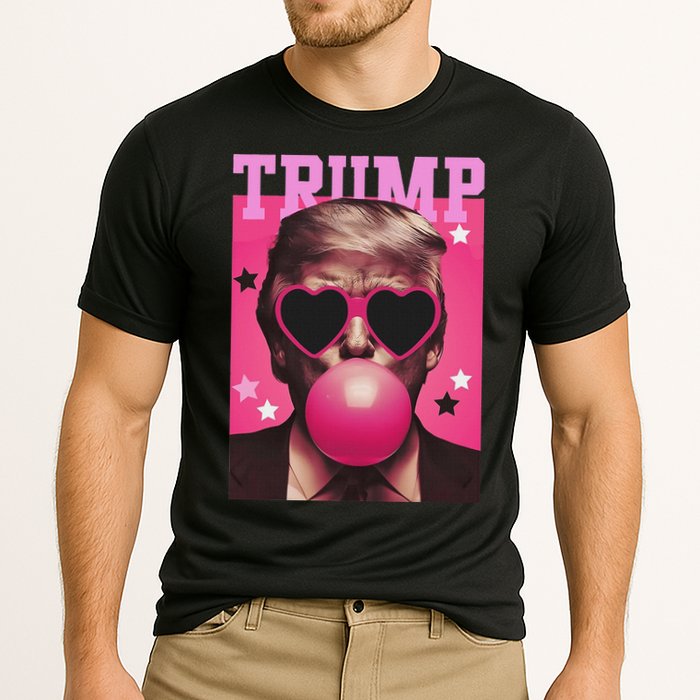 Funny Trump B.U.B.B.L.E Gum Sunglass Heart Cooling Performance Crew T-Shirt