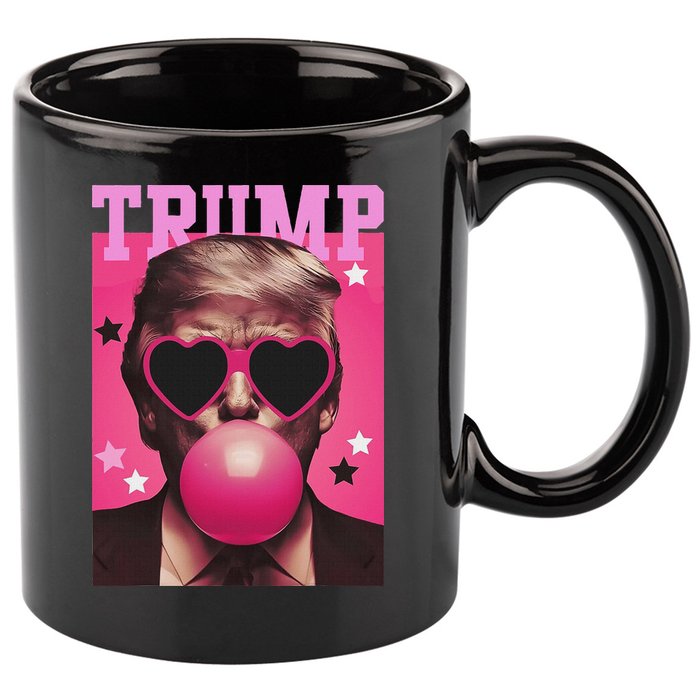 Funny Trump B.U.B.B.L.E Gum Sunglass Heart 11oz C Handle Ceramic Mug