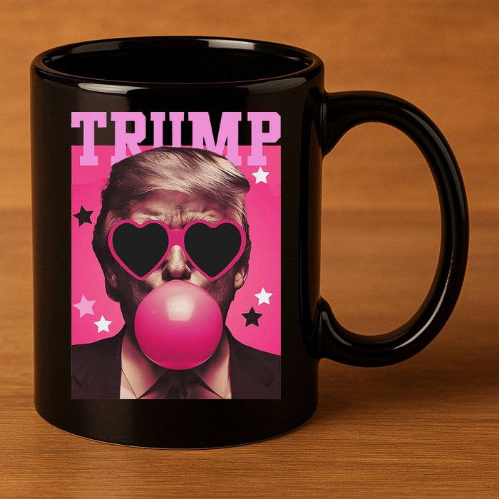 Funny Trump B.U.B.B.L.E Gum Sunglass Heart 11oz C Handle Ceramic Mug