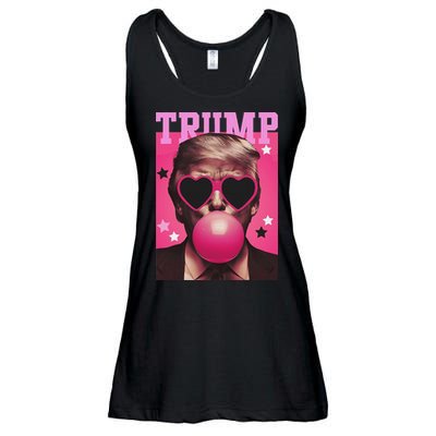 Funny Trump B.U.B.B.L.E Gum Sunglass Heart Ladies Essential Flowy Tank