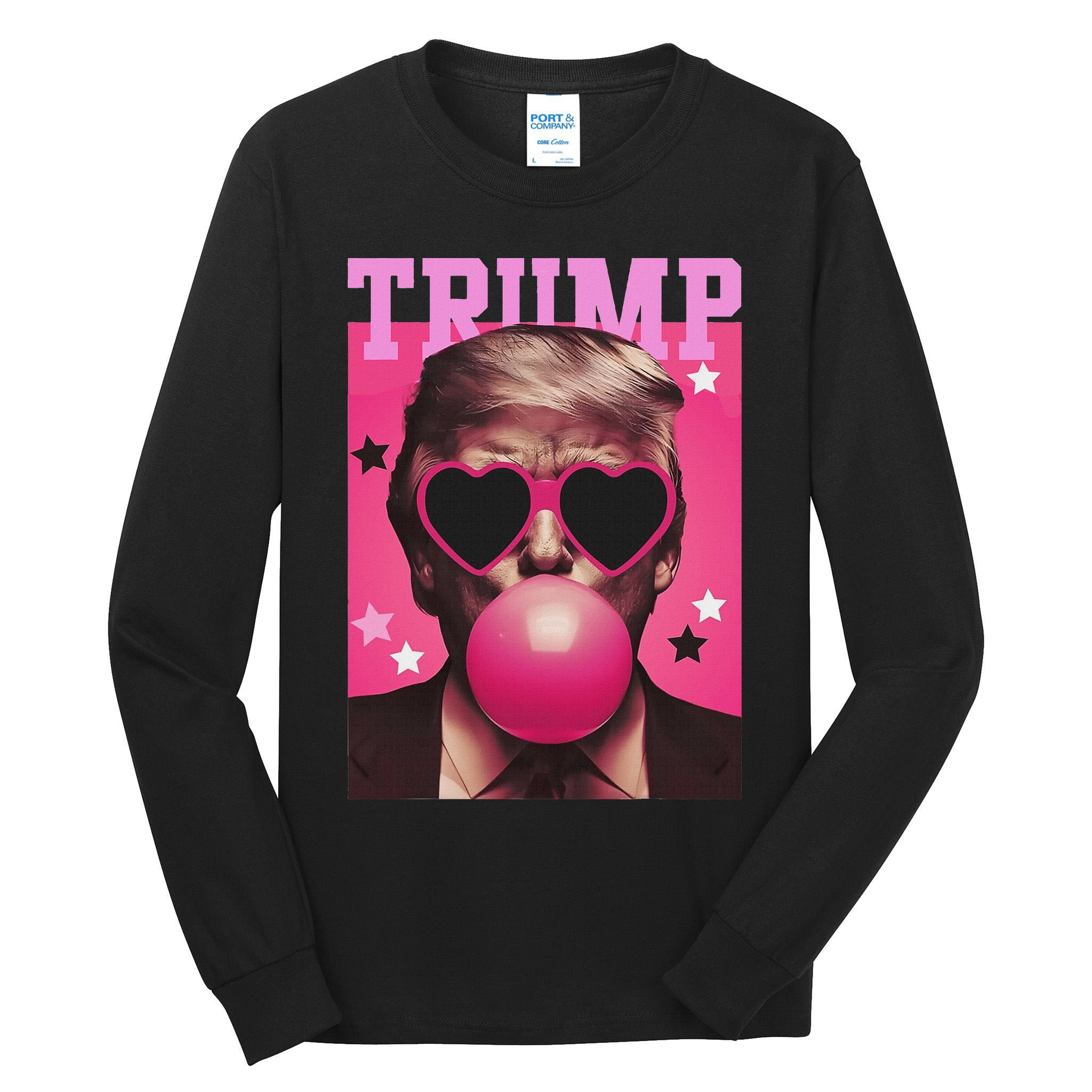 Funny Trump B.U.B.B.L.E Gum Sunglass Heart Tall Long Sleeve T-Shirt
