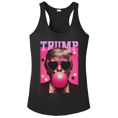 Funny Trump B.U.B.B.L.E Gum Sunglass Heart Ladies PosiCharge Competitor Racerback Tank