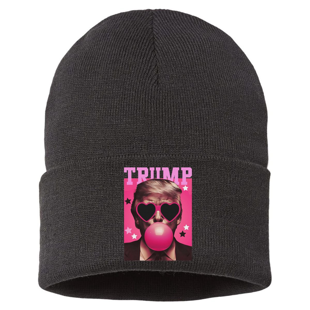 Funny Trump B.U.B.B.L.E Gum Sunglass Heart Sustainable Knit Beanie