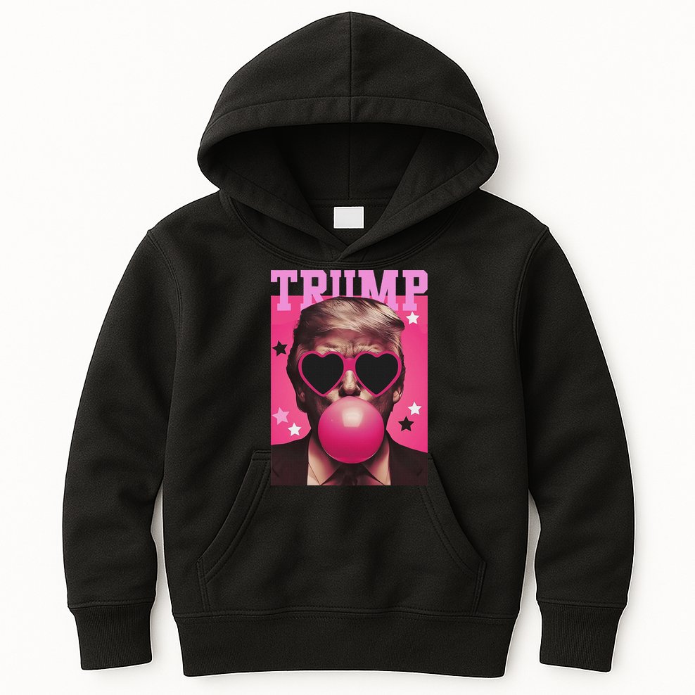 Funny Trump B.U.B.B.L.E Gum Sunglass Heart Kids Hoodie