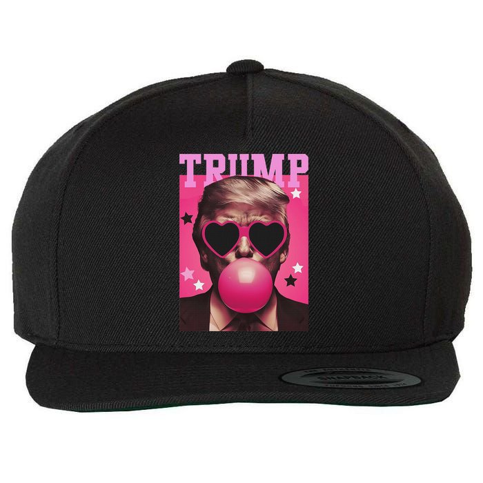 Funny Trump B.U.B.B.L.E Gum Sunglass Heart Wool Snapback Cap
