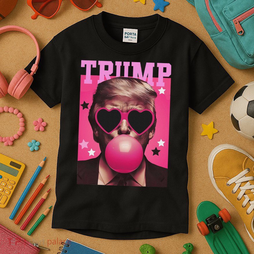 Funny Trump B.U.B.B.L.E Gum Sunglass Heart Kids T-Shirt