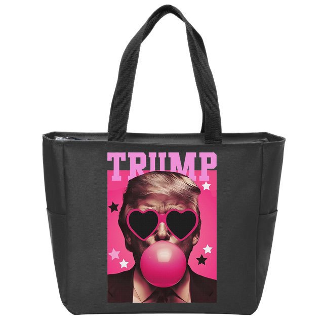 Funny Trump B.U.B.B.L.E Gum Sunglass Heart Zip Tote Bag