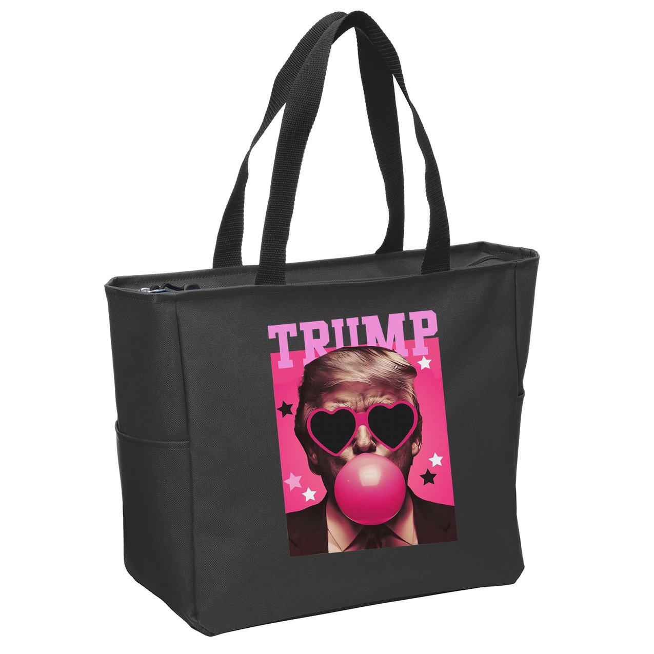 Funny Trump B.U.B.B.L.E Gum Sunglass Heart Zip Tote Bag