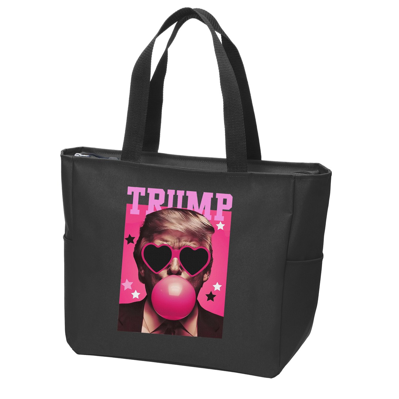 Funny Trump B.U.B.B.L.E Gum Sunglass Heart Zip Tote Bag