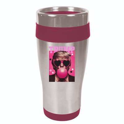 Funny Trump B.U.B.B.L.E Gum Sunglass Heart 16oz Travel Tumbler