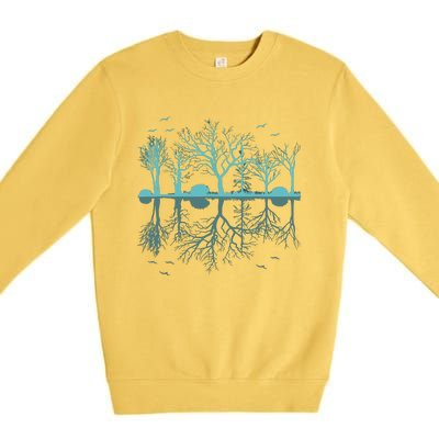 Forest Trees Birds Nature Lovers Wildlife Camping Premium Crewneck Sweatshirt