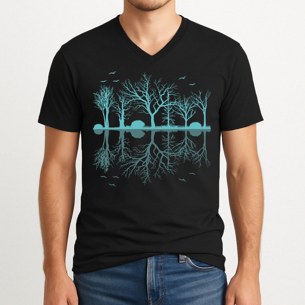 Forest Trees Birds Nature Lovers Wildlife Camping V-Neck T-Shirt