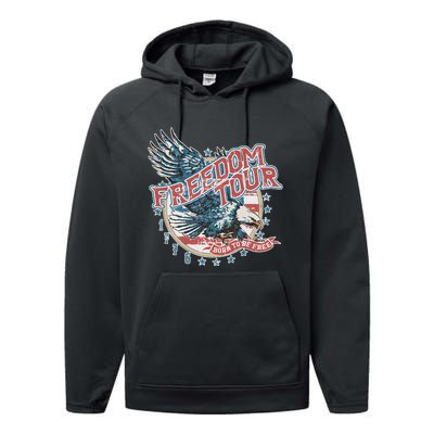 Freedom Tour Born To Be Free 4th Of July 1776 Eagle USA Flag Performance Fleece Hoodie