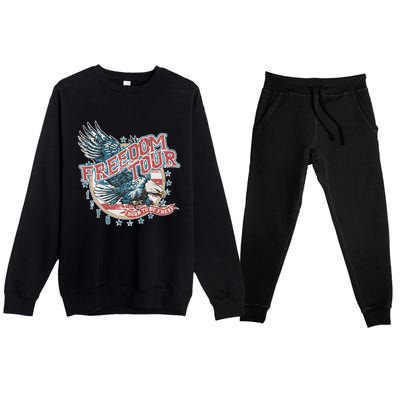 Freedom Tour Born To Be Free 4th Of July 1776 Eagle USA Flag Premium Crewneck Sweatsuit Set