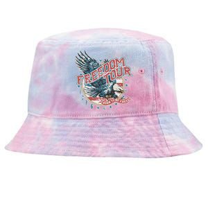 Freedom Tour Born To Be Free 4th Of July 1776 Eagle USA Flag Tie-Dyed Bucket Hat