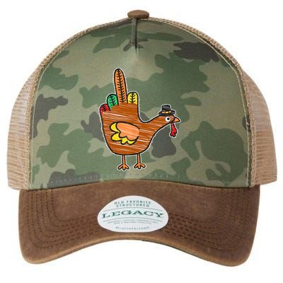 Flipping The Bird Thanksgiving Turkey Funny Drawing Legacy Tie Dye Trucker Hat
