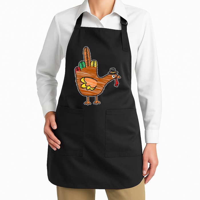 Flipping The Bird Thanksgiving Turkey Funny Drawing Apron