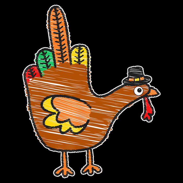 Flipping The Bird Thanksgiving Turkey Funny Drawing Apron