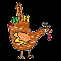 Flipping The Bird Thanksgiving Turkey Funny Drawing Cooling Performance Long Sleeve Crew