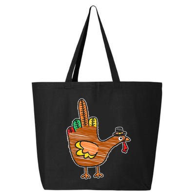 Flipping The Bird Thanksgiving Turkey Funny Drawing 25L Jumbo Tote