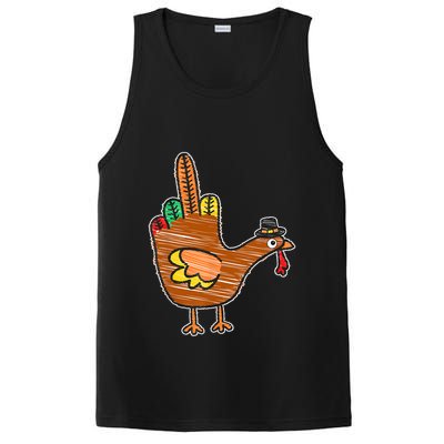 Flipping The Bird Thanksgiving Turkey Funny Drawing PosiCharge Competitor Tank