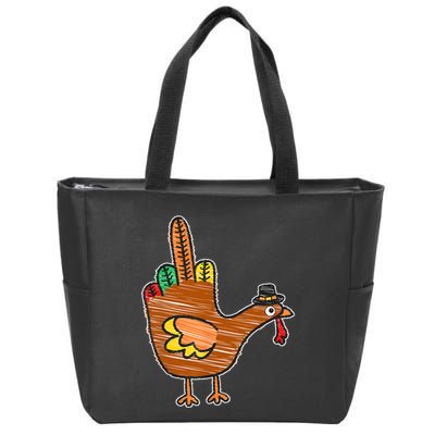 Flipping The Bird Thanksgiving Turkey Funny Drawing Zip Tote Bag