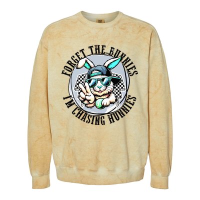 Forget The Bunnies Im Chasing Hunnies Easter Bunny Colorblast Crewneck Sweatshirt