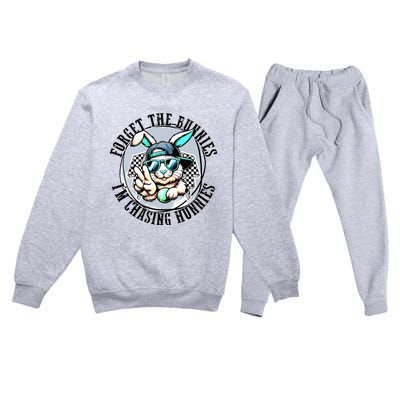 Forget The Bunnies Im Chasing Hunnies Easter Bunny Premium Crewneck Sweatsuit Set