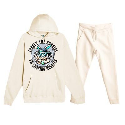 Forget The Bunnies Im Chasing Hunnies Easter Bunny Premium Hooded Sweatsuit Set