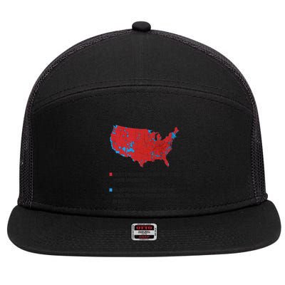 Funny Trump Better Coverage Red And Blue County Votes Us Map 7 Panel Mesh Trucker Snapback Hat