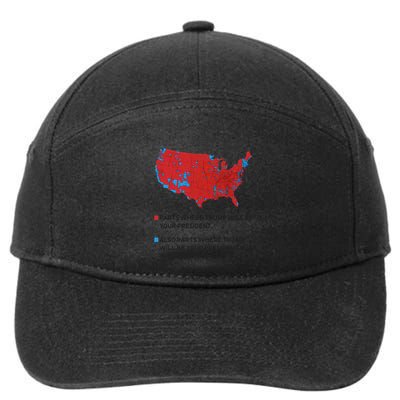 Funny Trump Better Coverage Red And Blue County Votes Us Map 7-Panel Snapback Hat