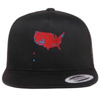 Funny Trump Better Coverage Red And Blue County Votes Us Map Flat Bill Trucker Hat