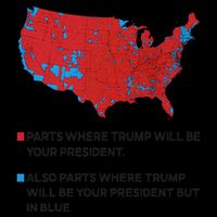 Funny Trump Better Coverage Red And Blue County Votes Us Map Flat Bill Trucker Hat