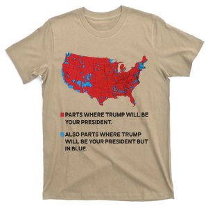 Funny Trump Better Coverage Red And Blue County Votes Us Map T-Shirt