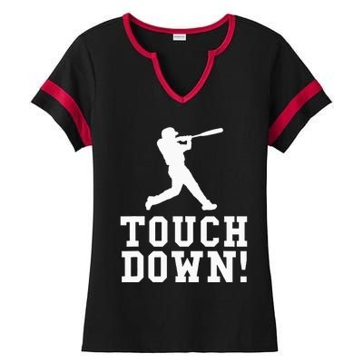 Funny Touchdown Baseball Football Sports Gift Ladies Halftime Notch Neck Tee