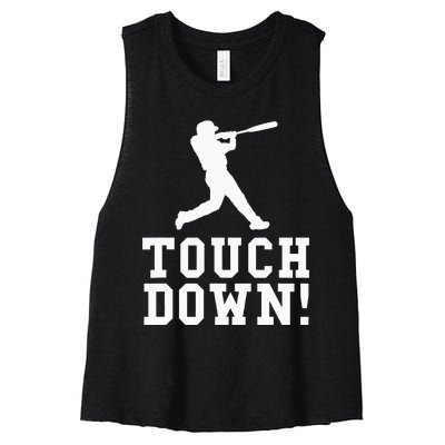 Funny Touchdown Baseball Football Sports Gift Women's Racerback Cropped Tank