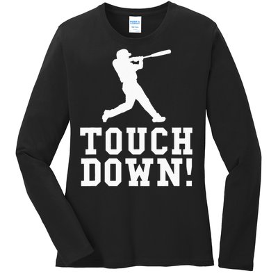 Funny Touchdown Baseball Football Sports Gift Ladies Long Sleeve Shirt