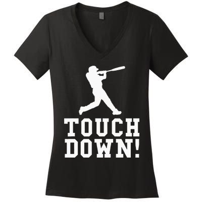 Funny Touchdown Baseball Football Sports Gift Women's V-Neck T-Shirt