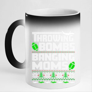 Football Throwing Bombs Banging Moms Ugly Christmas Sweater Gift 11oz Black Color Changing Mug