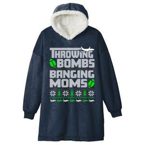 Football Throwing Bombs Banging Moms Ugly Christmas Sweater Gift Hooded Wearable Blanket