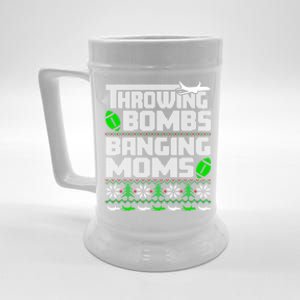 Football Throwing Bombs Banging Moms Ugly Christmas Sweater Gift Beer Stein