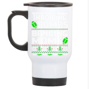 Football Throwing Bombs Banging Moms Ugly Christmas Sweater Gift Stainless Steel Travel Mug