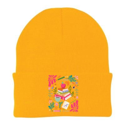 Floral Teacher Back To School Fall Knit Cap Winter Beanie