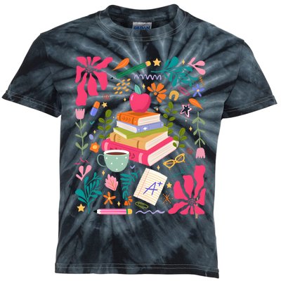 Floral Teacher Back To School Fall Kids Tie-Dye T-Shirt