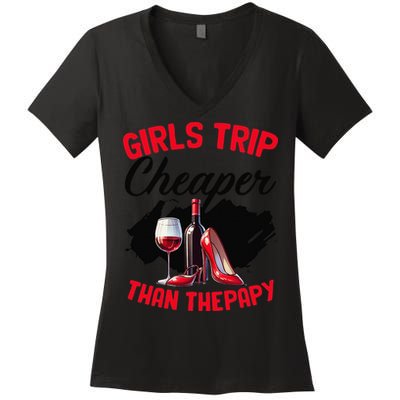 Funny Trip Bachelorette Wine Party Weekend Squad Women's V-Neck T-Shirt