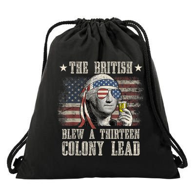 Funny The British Blew A 13 Colony Lead 4th Of July Us Flag Drawstring Bag