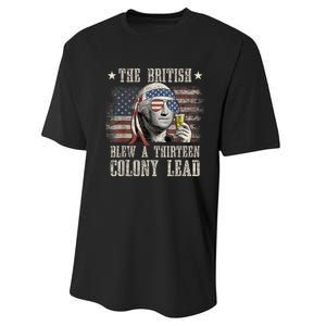 Funny The British Blew A 13 Colony Lead 4th Of July Us Flag Performance Sprint T-Shirt