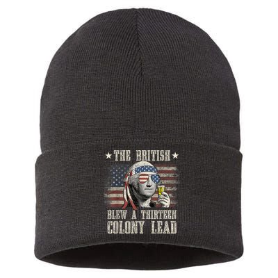 Funny The British Blew A 13 Colony Lead 4th Of July Us Flag Sustainable Knit Beanie