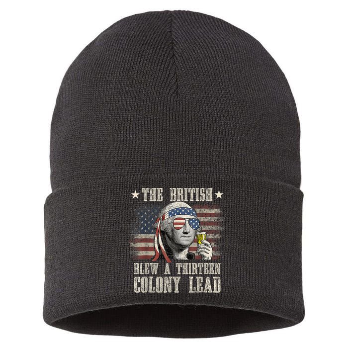 Funny The British Blew A 13 Colony Lead 4th Of July Us Flag Sustainable Knit Beanie