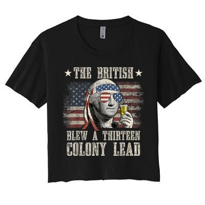 Funny The British Blew A 13 Colony Lead 4th Of July Us Flag Crop Top